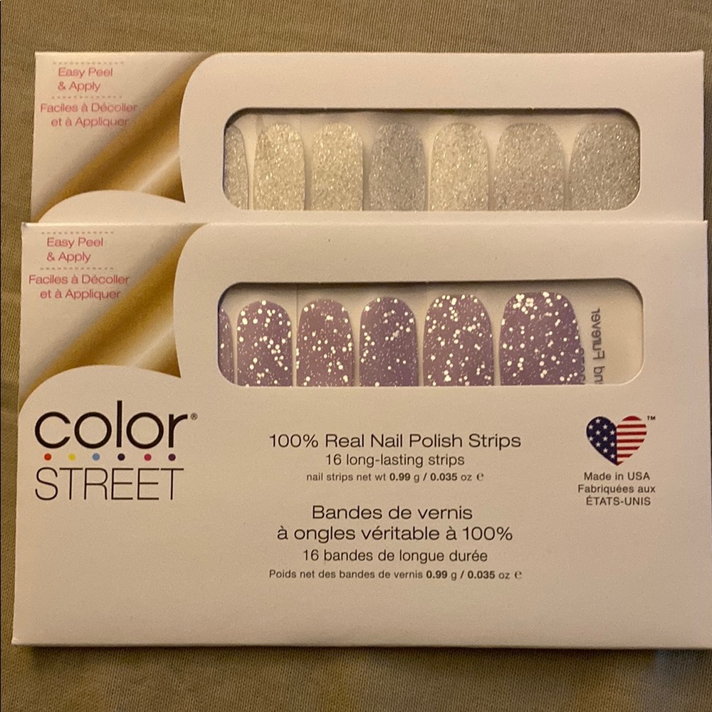 Color Street Glitter Nail Polish Strips - Silver and Purple